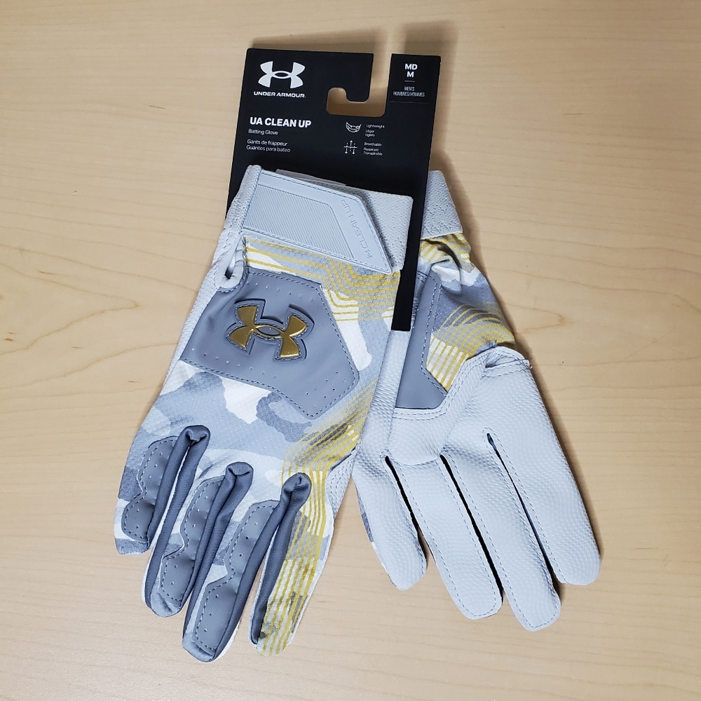 Under Armour UA Clean Up Size M Baseball Batting Gloves Grey Camo